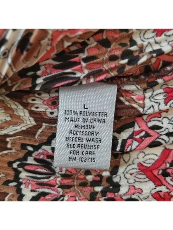 Signature By Larry Levine Crinkle Ruched 3/4 Bell Sleeve Vintage Blouse Sz Large - Picture 11 of 15